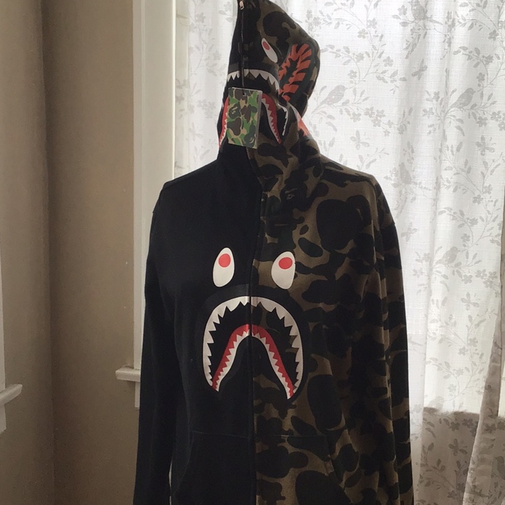 Black and Green Camo Bape Hoodie